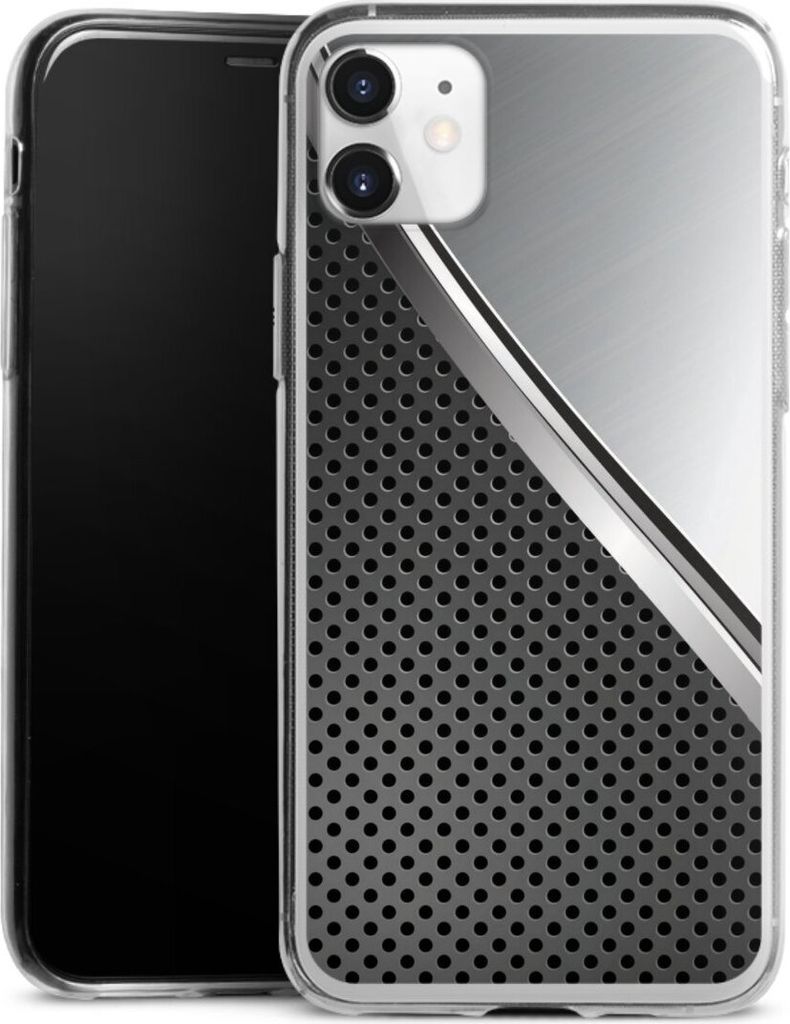 DeinDesign Slim Hülle für Apple iPhone 11 Silikon Case Ultra Dünn Handyhülle Carbon Metall Stahl