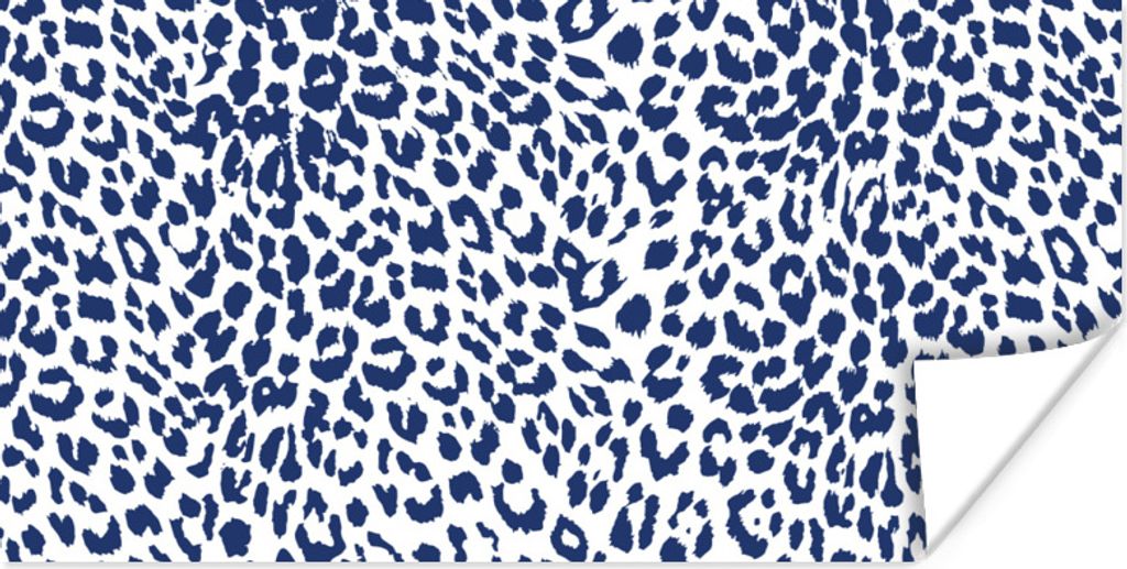 MuchoWow Poster Pantherdruck - Blau - Weiß 40x20 cm - Poster für die Wand - Poster Schlafzimmer