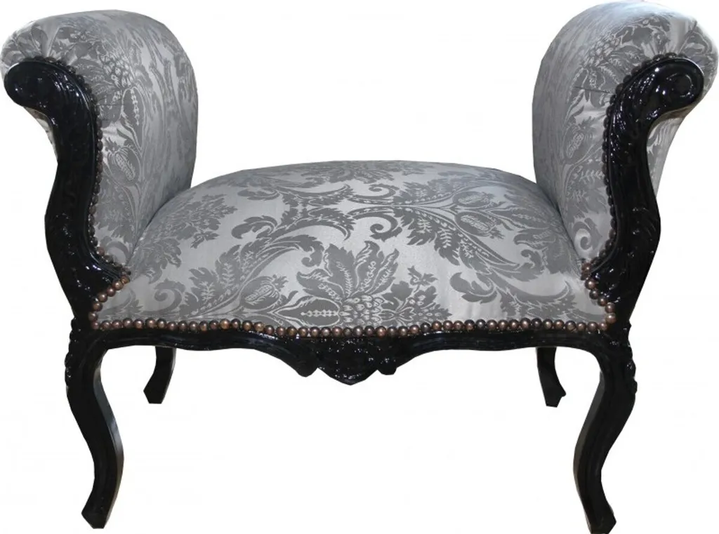 Tabouret de Maquillage Baroque Gris - Banc Confortable Chic en Noir