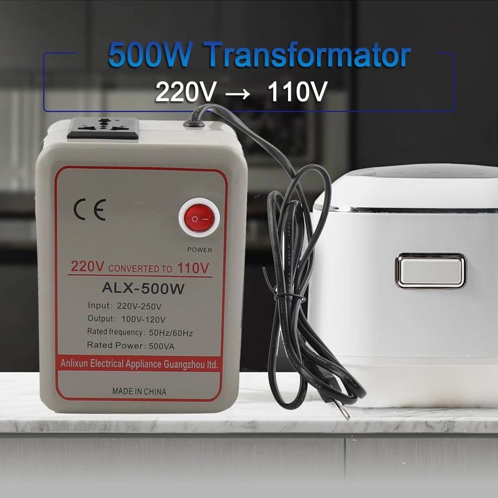 Spannungswandler - Step Down Transformator 500W - 220–250V auf 110–120V - Spannungsconverter für USA-Geräte
