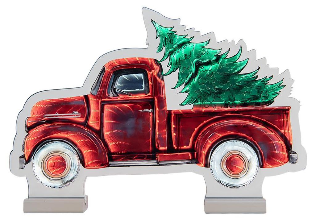 Clayre & Eef Weihnachts-Infinity-Spiegel-Lampe Auto 40x5x28 cm Rot Kunststoff