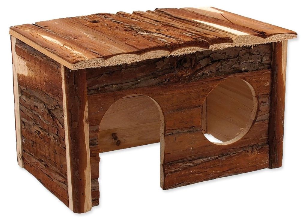 Maisonnette Small Animals en bois avec écorce 28 x 18 x 16 Image du produit 