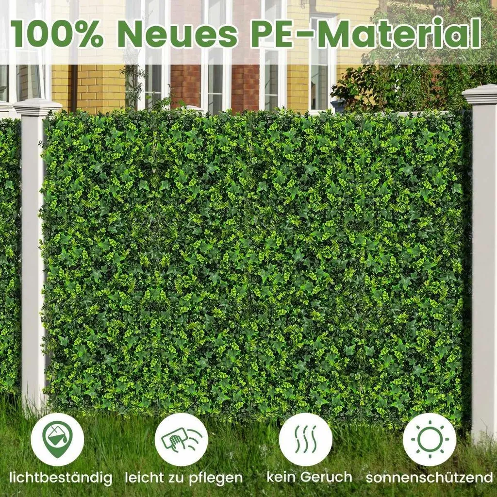 Mur Végétal Artificiel de Qualité Lot 12 Plaques Haie Feuillage Mélangé