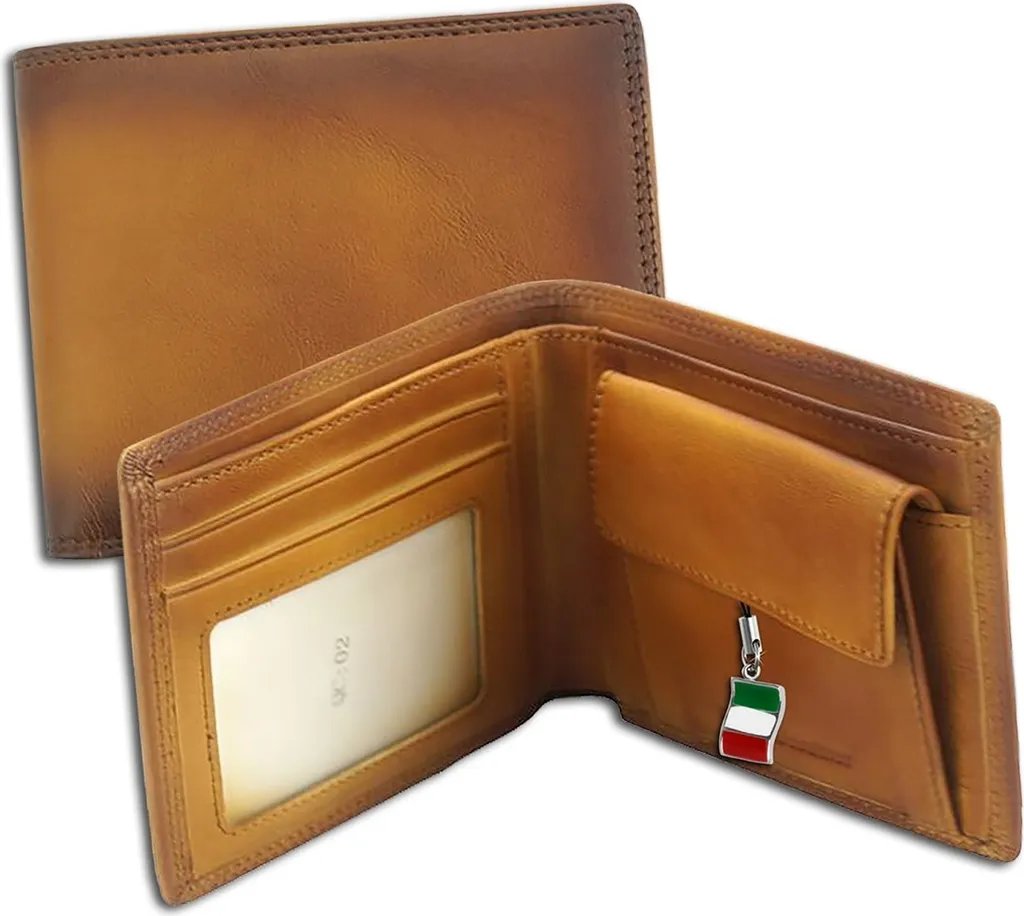 Florence OPF100C Portafoglio Pelle Marrone Cognac Chiusura a Pressione
