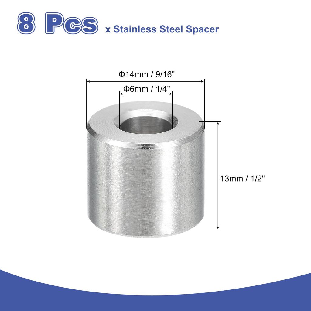 8 Stš¹ck Distanzhš¹lsen Edelstahl 6x14x13mm(IDxODxL) Metallhš¹lsen Abstandshalter Blankes Finish Unverzahnter fš¹r Schrauben und Gewindesta...