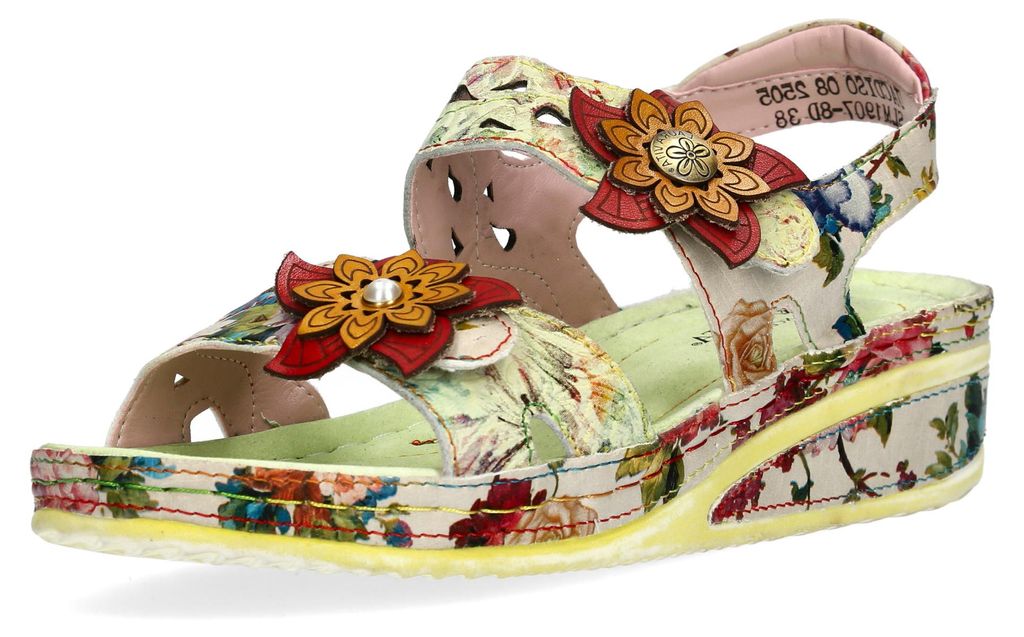 Laura Vita Damen Sandalette Klettverschluss Keilabsatz Jacdiso 08, Größe:39 EU, Farbe:Grün