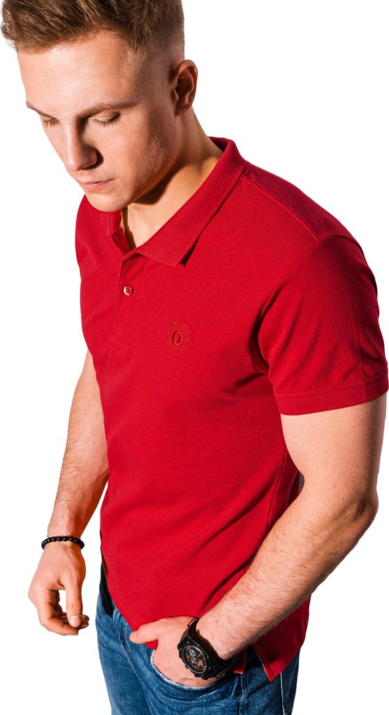 Ombre Clothing Herren-T-Shirt mit Kragen Intraack rot M