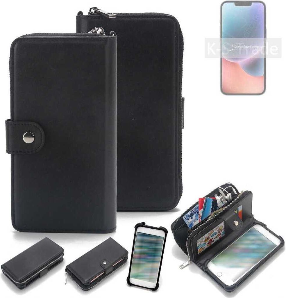 K-S-Trade 2in1 Handyhülle Schutzhülle kompatibel mit Apple iPhone 14 & Portemonnee Cover Handy Hülle Case Etui Geldbörse Wallet Bookstyle Hülle