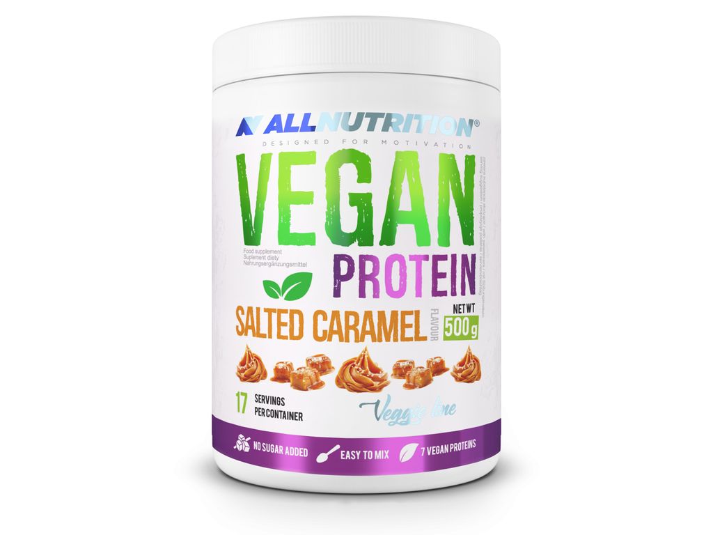 ALLNUTRITION Vegan Protein 500g Gesalzenes Karamell Veganes Produktbild 