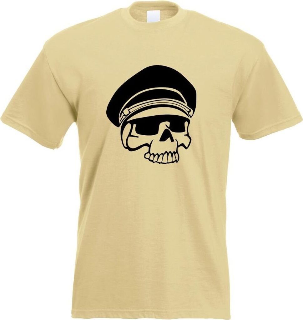 Kiwistar - T-Shirt - Khaki - Military Skull Schädel Motiv Bedruckt Funshirt Design Print - mit Motiv Bedruckt - Funshirt Design - Sport - Freizeit...