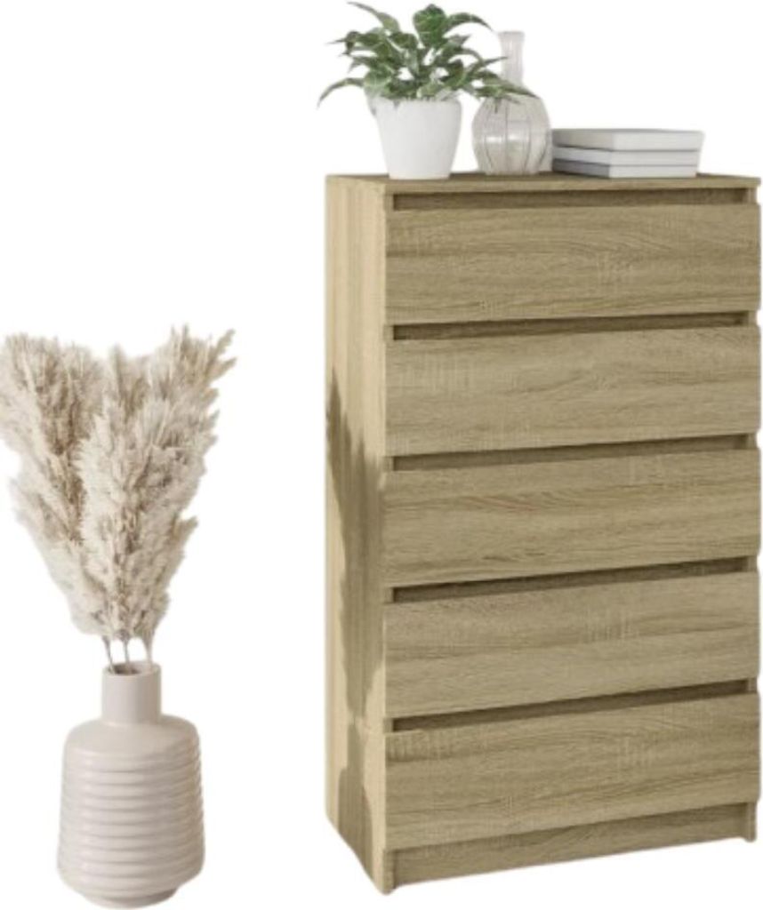 Cassettiera 60 x 36 x 103 cm Materiale in legno rovere Immagine del prodotto 