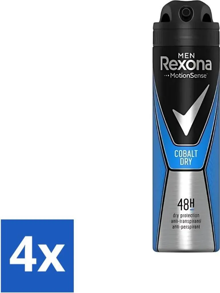 Rexona Men – Deodorante spray – Motion Sense – Cobalt Dry – Antitraspirante e traspirante – 150 ml – Confezione risparmio – 4 pezzi