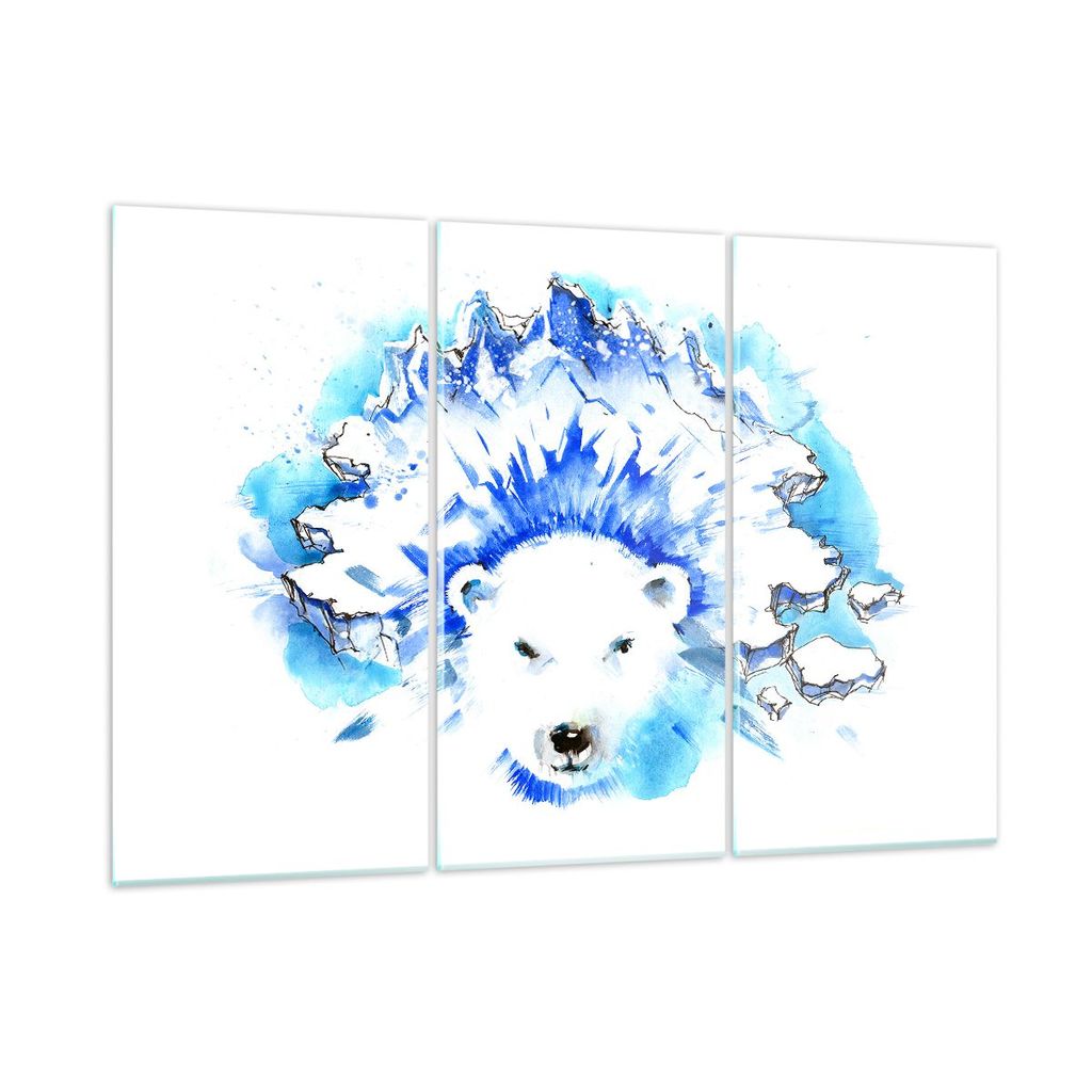 Bilder auf glas - Bär Eis Winter Arktis - 105x70cm - Glasbilder - Wandbilder - Kunstdruck - zum Aufhängen bereit - Wanddekoration aus Glas - Glas...