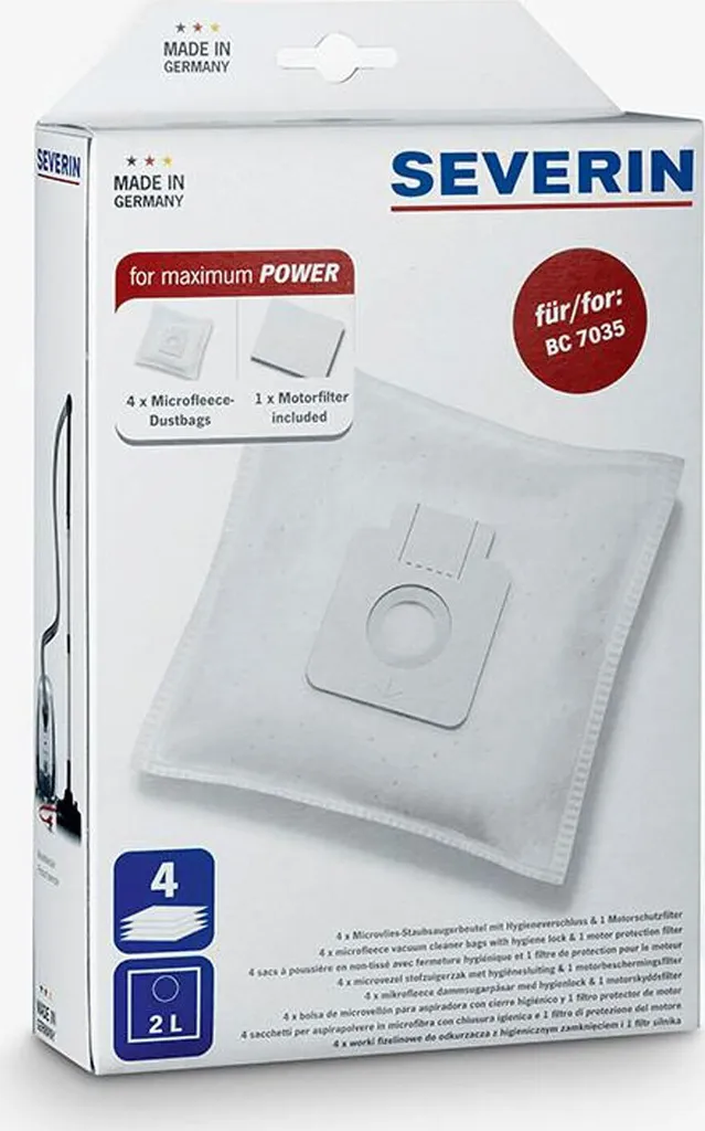 SEVERIN ZB 7211 - Set 4 Sacchetti Aspirapolvere + 1 Filtro Motore Per BC 7035, Bianco