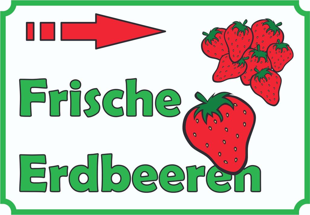 Verkaufsschild Schild Erdbeeren rechts A3 Rückseite selbstklebend