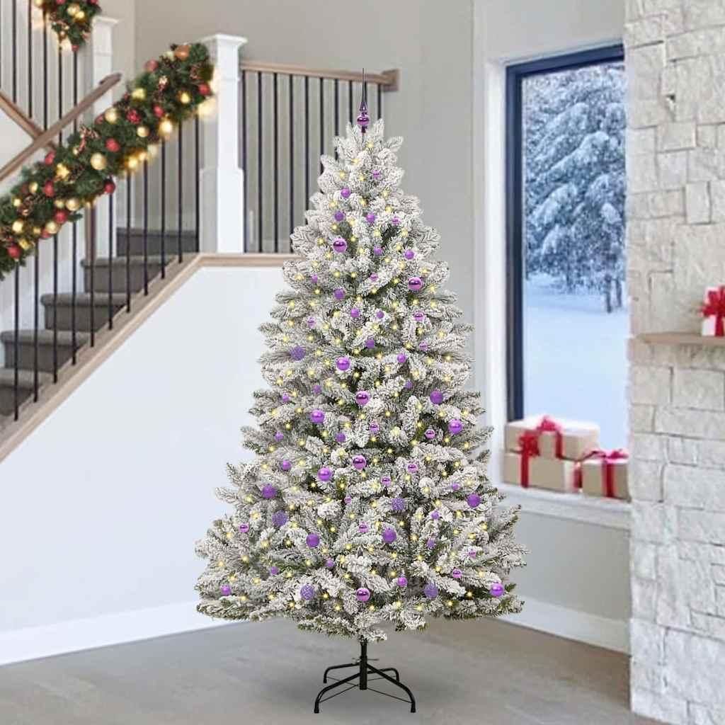 Eleganten-Stil Künstlicher Weihnachtsbaum Grün und Weiß 240 cm PVC und Metall DE9786157