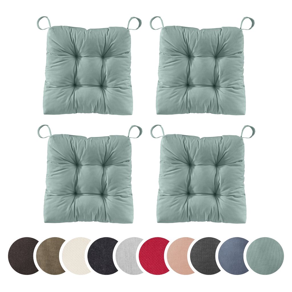 sleepling - 4er Set Stuhlkissen, Sitzkissen, für Indoor und Outdoor, 40 x 38 cm, türkis