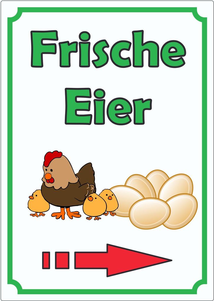 Werbeaufkleber Eier mit Pfeil rechts Aufkleber Hochkant A7 (74x105mm)