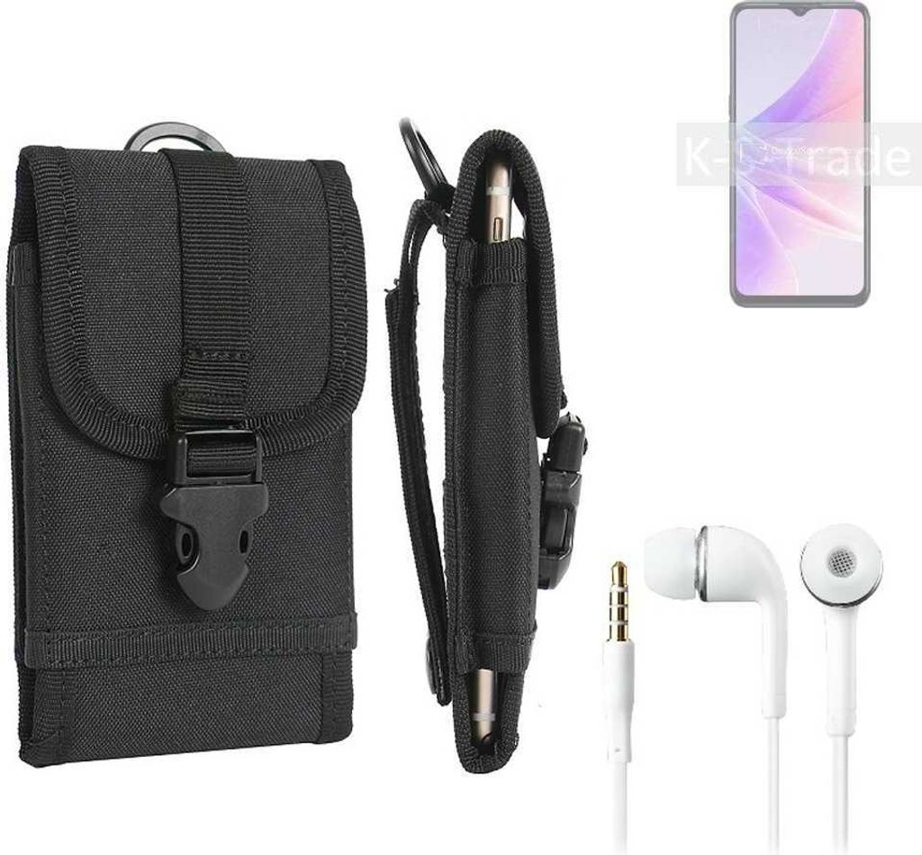 K-S-Trade Holster Schutz Hülle kompatibel mit Oppo A77 5G Gürteltasche Handy Hülle Tasche outdoor Seitentasche schwarz 1x + Kopfhörer