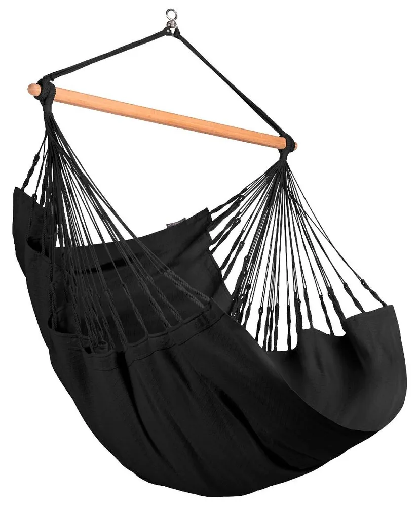 La Siesta Habana Onyx Chaise Hamac Comfort en Coton Bio Noir de Qualité