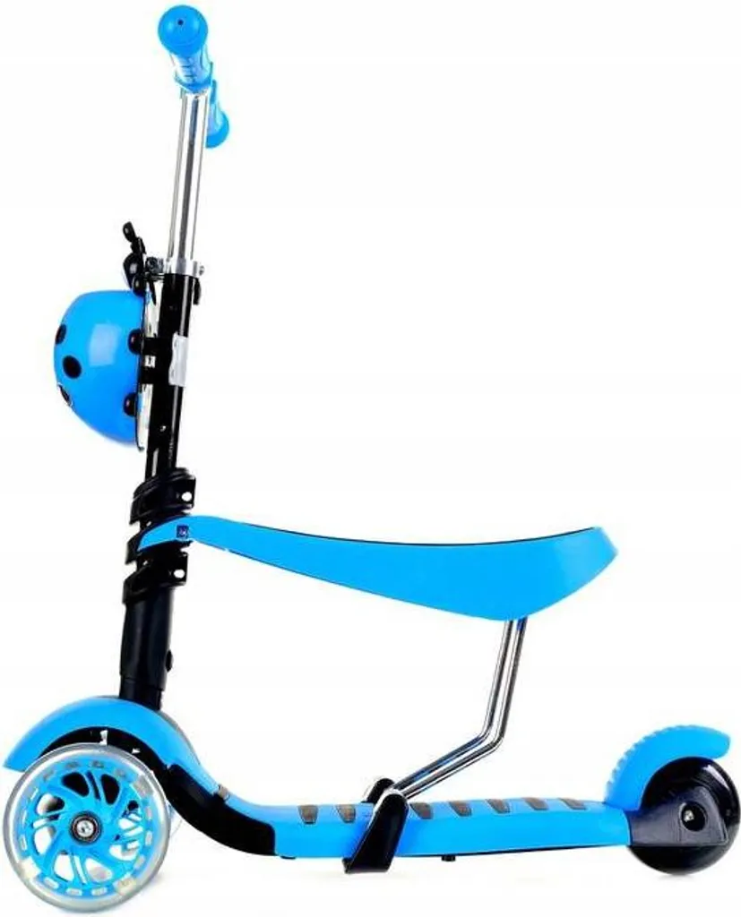 Tricycle évolutif et trottinette 3 roues avec assise amovible bleue