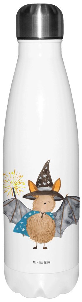 Mr. & Mrs. Panda Trinkflasche Fledermaus Zauberer - Weiß - Geschenk, thermosflaschen, Lustige Sprüche, Reinsteigern, Magier, trinkflaschen, Therm...