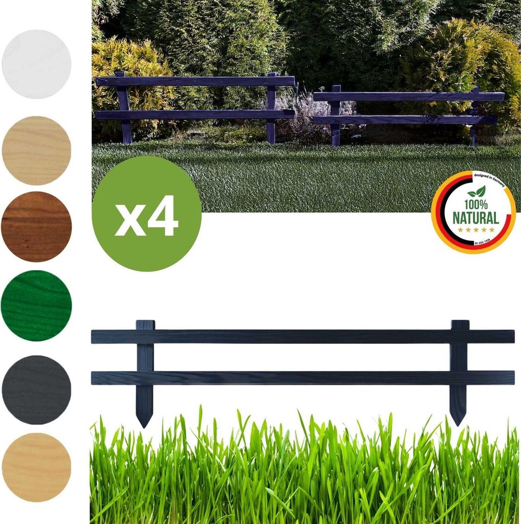 Floranica Gartenzaun 4 stk. 20 cm x 100 cm Anthrazit Steckzaun Zierzaun Friesenzaun zum Stecken Vorgartenzaun