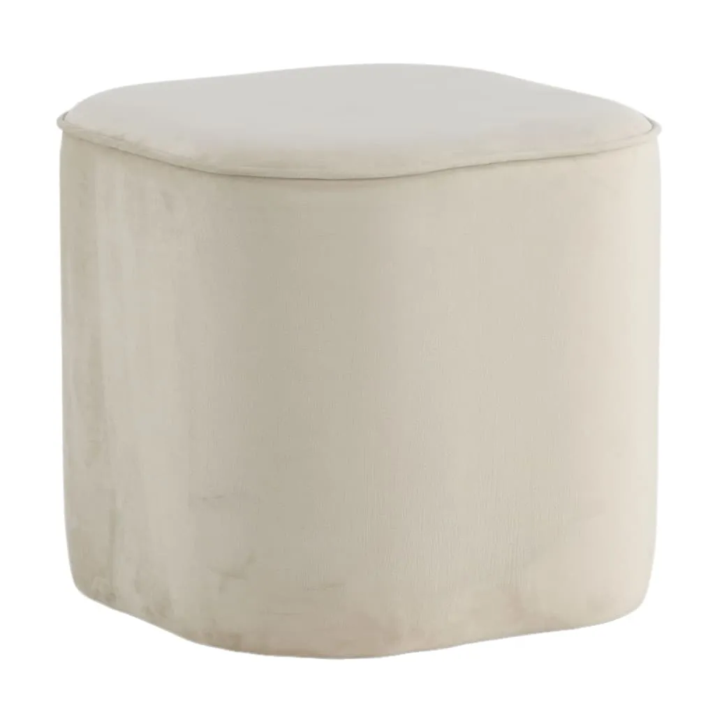 Pouf rond Ø44cm repose-pieds velours blanc assise d'appoint moderne - 11