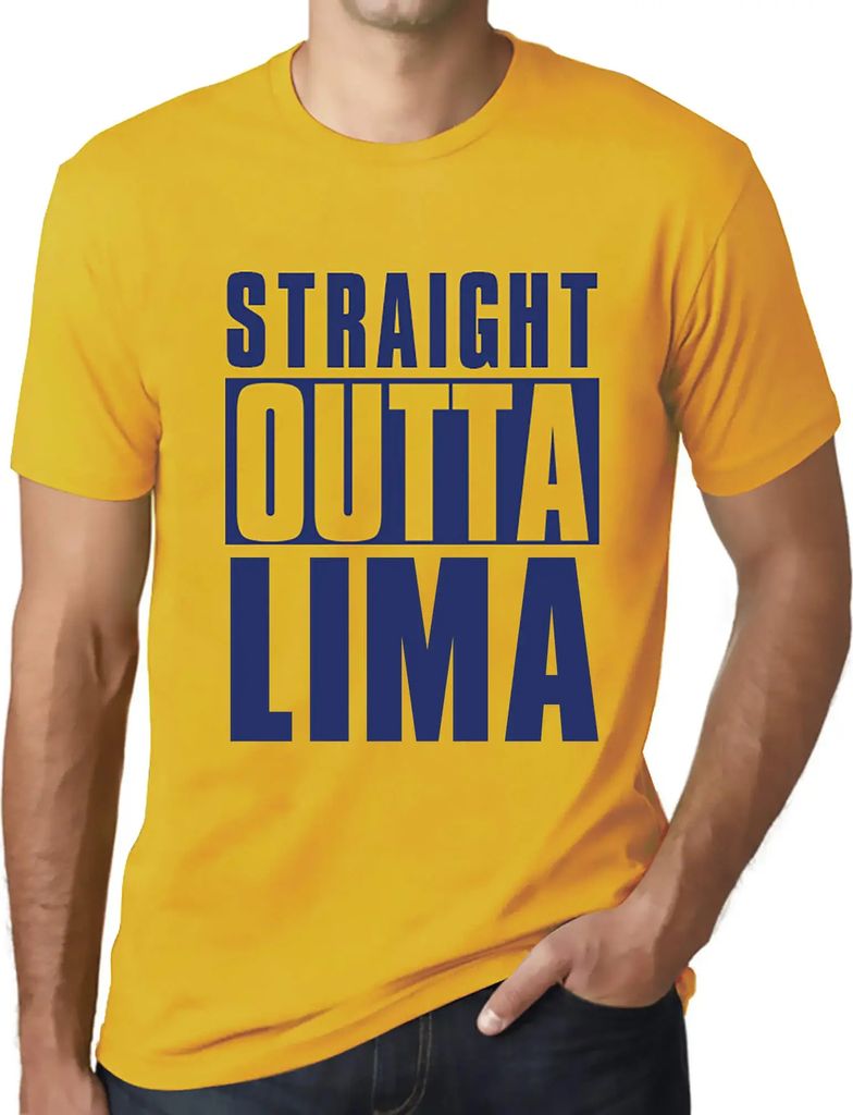 Herren Grafik T-Shirt Straight Outta Lima Öko-Verantwortlich Vintage Jahrgang Kurzarm Lustige Druck Geburtstag Geschenk Mann