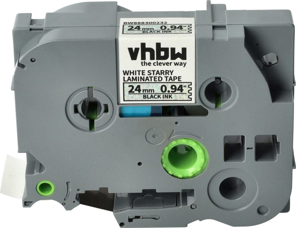 vhbw Schriftband-Kassette kompatibel mit Brother PT 9700PC, E500, 9800PCN, E550W, 9500pc Etiketten-Drucker 8m x 24mm Schwarz auf Weiß, Laminiert