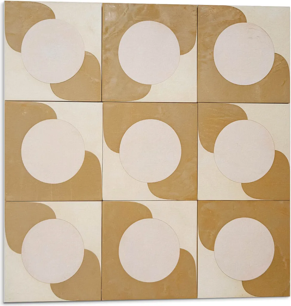 Cerchi e archi geometrici - Piastrelle autoadesive - Rivestimento - Pannello murale - Piastrelle in PVC - Piastrelle in vinile - Piastrelle in PCV - Autoadesive - Decorazione murale - 20 pezzi 20 x 20 cm