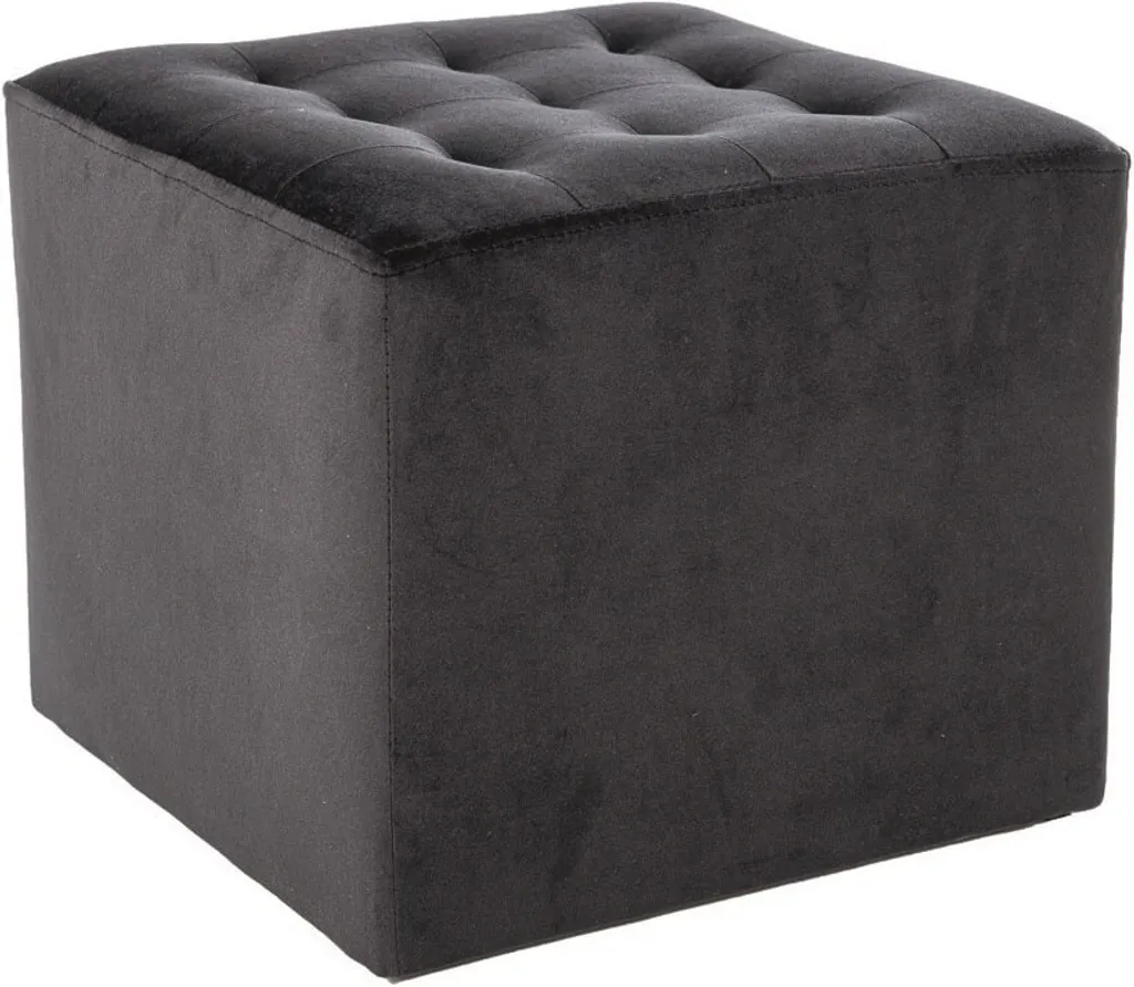 Pouf repose-pieds ALFONS noir - Siège d'appoint confortable en tissu