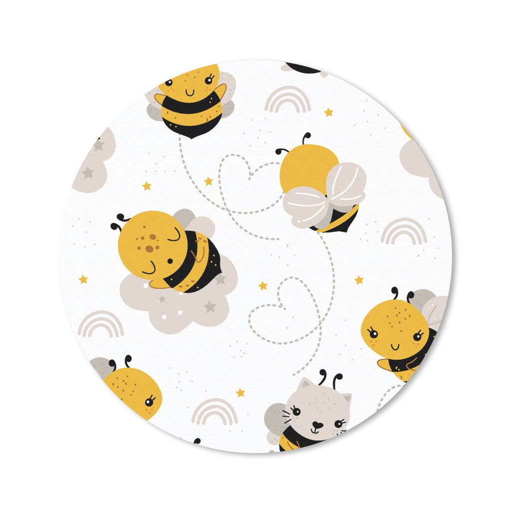 MuchoWow Mauspad Mousepad Bienen - Muster - Kawaii 20x20 cm - Mousepads - Maus Mat - Pad - Mausunterlage - Schreibtischmatte
