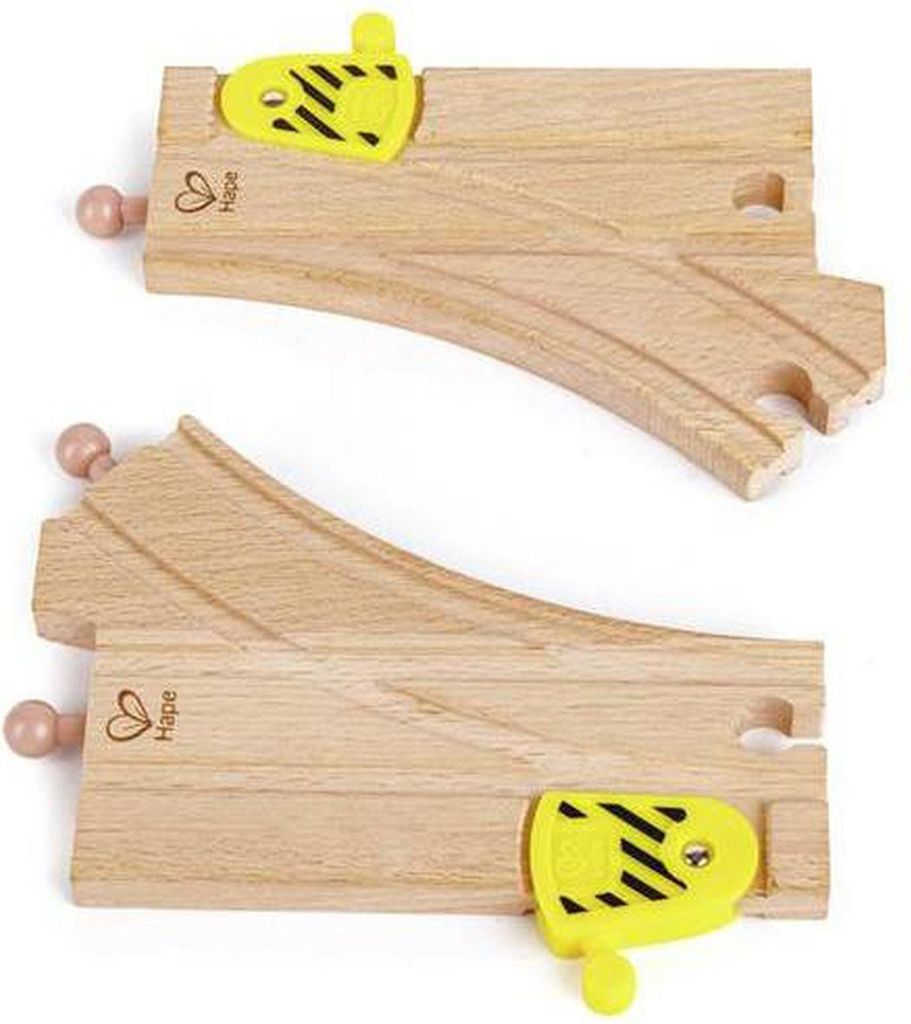 Hape Holz Eisenbahn Weichen verstellbar 2 Stck Spielzeug Schienen