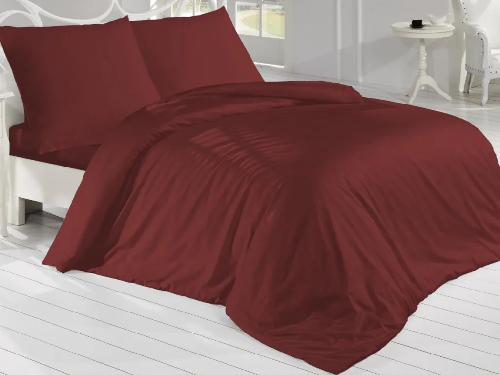 Set Letto Francese 240x220 Satin Bordeaux | Alta Qualità 70x90cm