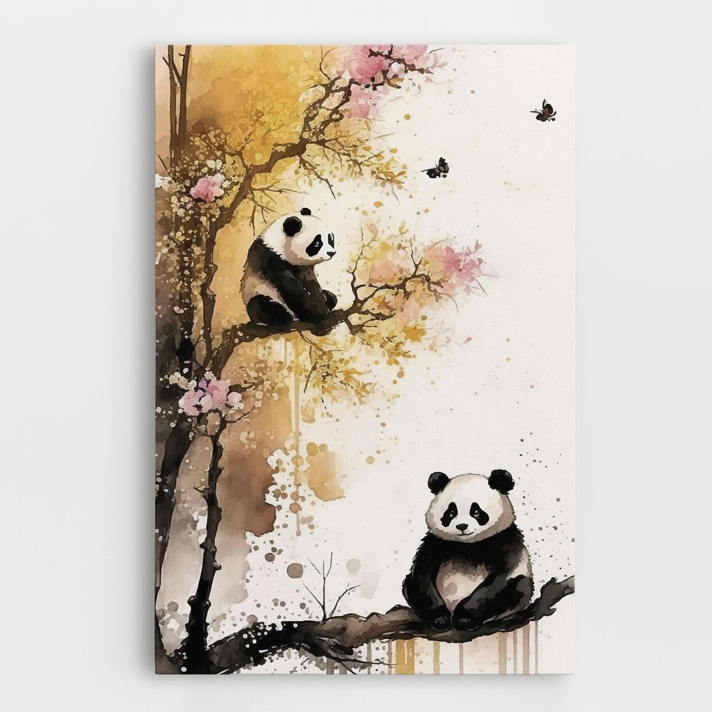 ARTHUB Leinwandbild 50x70 cm, Panda Asiatic View | Wohnzimmerdekoration, Hängende Bilder, Wanddekoration, Heimdekoration, Moderne, Asiatisch