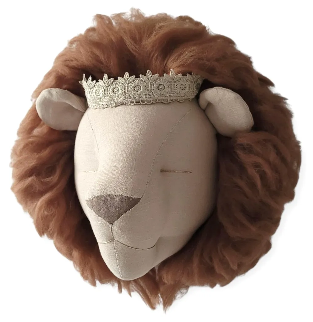 Déco Chambre Bébé Lion Safari Marron - Trophée Mural Sevira Kids 3D