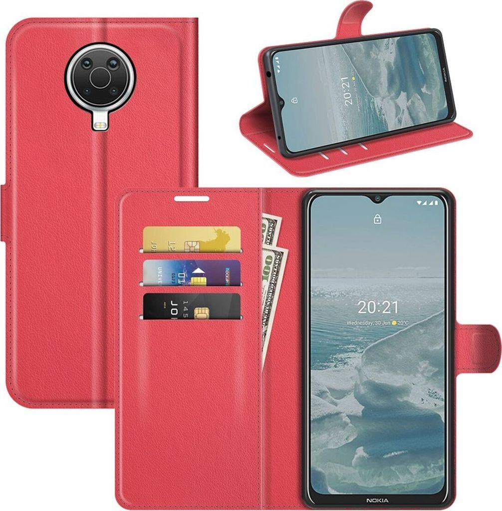 König Design Hülle kompatibel mit Nokia G10 / G20 Kunstleder Handyhülle - Handy Case Rot