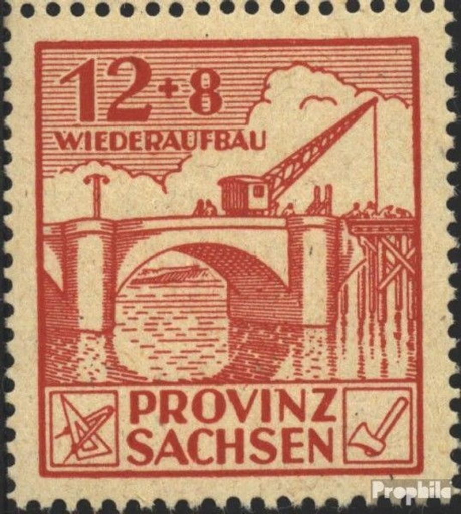 Briefmarken Sowjetische Zone (All.Bes.) 1946 Mi 88VIII, Haken am N postfrisch Wiederaufbau