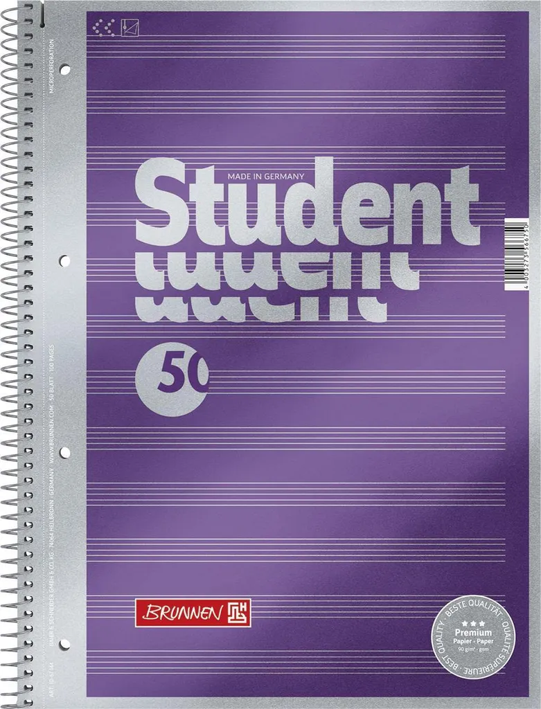 Bloc Musique A4 BRUNNEN 1067144 Papier Premium 90g - Lot de 5 Blocs