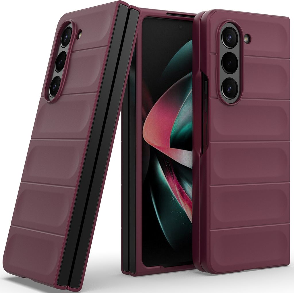 Handyhülle für Samsung Galaxy Z Fold 5 Hartes PC Matt Stossfest Anti-rutsch Hülle bordeaux