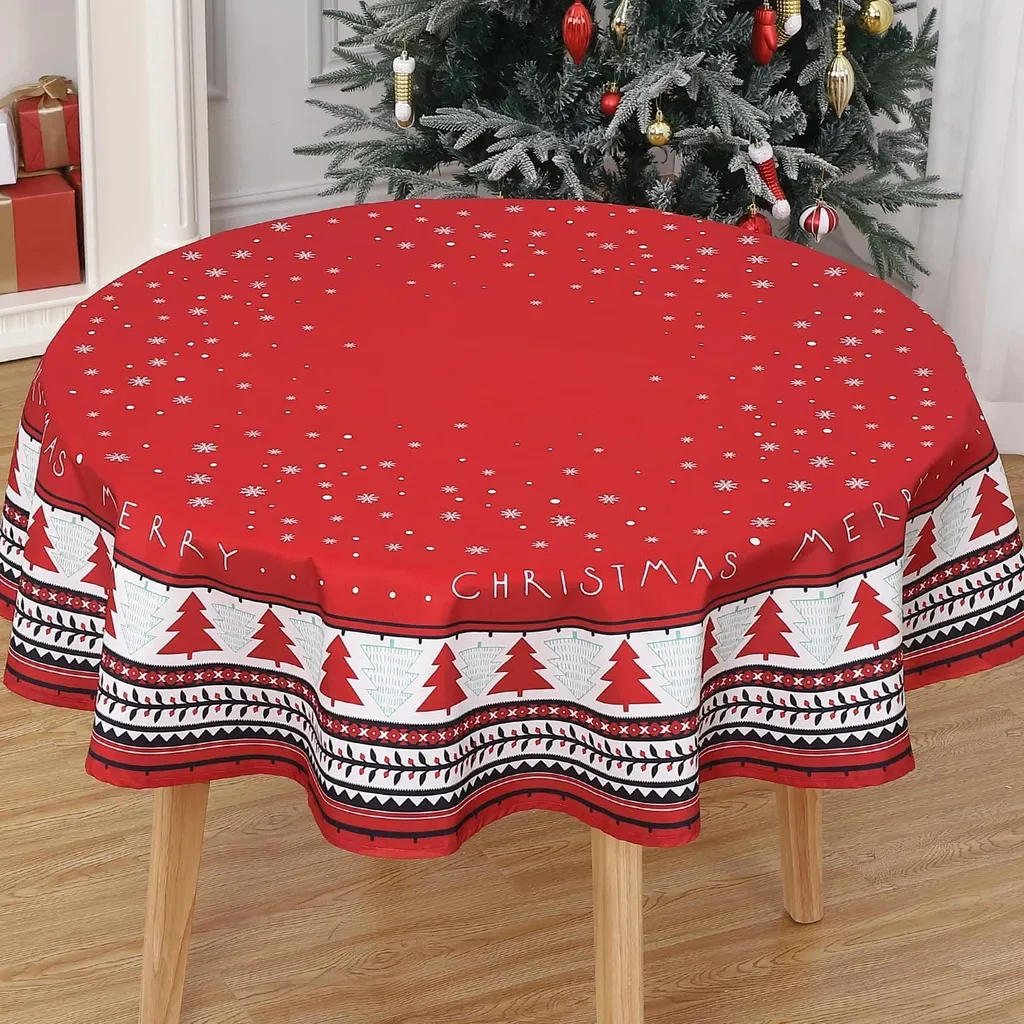 Tovaglia Natale Moderna Rossa 100x130 in Poliestere Antimacchia