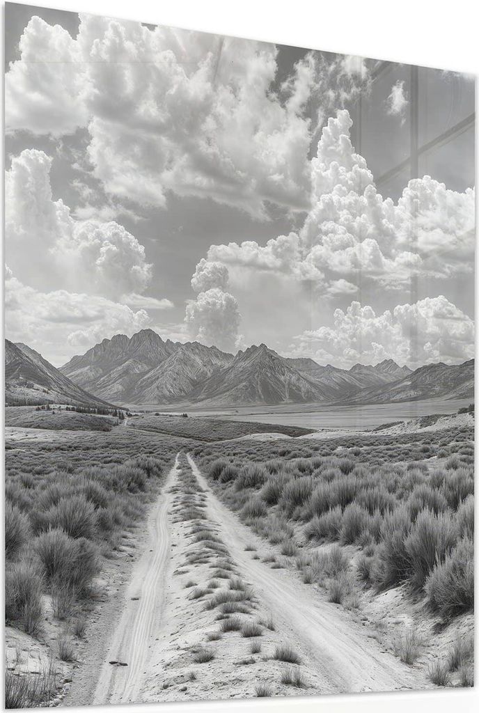 Glasbild 60x75cm in XXL für Wohnzimmer, Schlafzimmer Motiv Gebirgspanorama