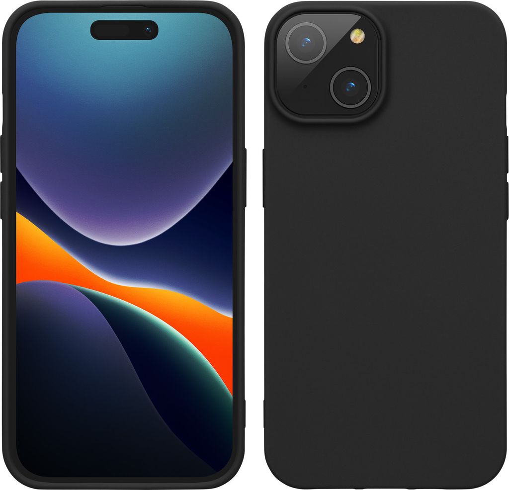 kwmobile Hülle kompatibel mit iPhone 15 Plus Hülle - Weiche und schlanke TPU Silikon Handyhülle - Stoßabsorbierendes Flexibles Case - Schwarz matt
