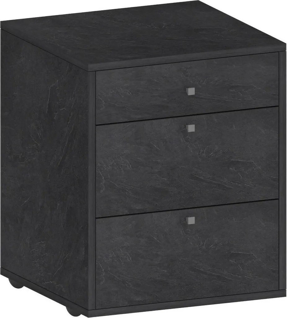 Commode 3 Tiroirs Asgabat Gris Ardoise - Qualité Italienne 47x45x61 cm