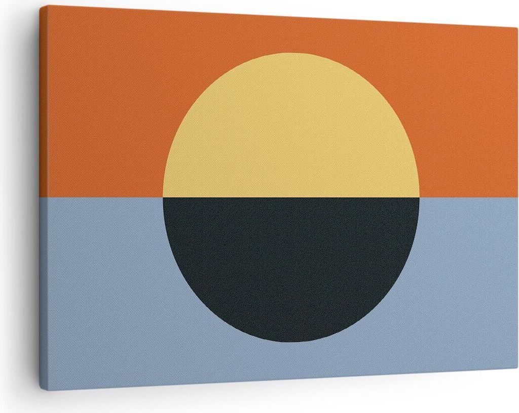 Bild auf Leinwand - Leinwandbild - Einteilig - Abstraktion Halbkreis Kontrast - 70x50cm - Wand Bild - Wanddeko - Wandbilder - Leinwanddruck - Bilde...