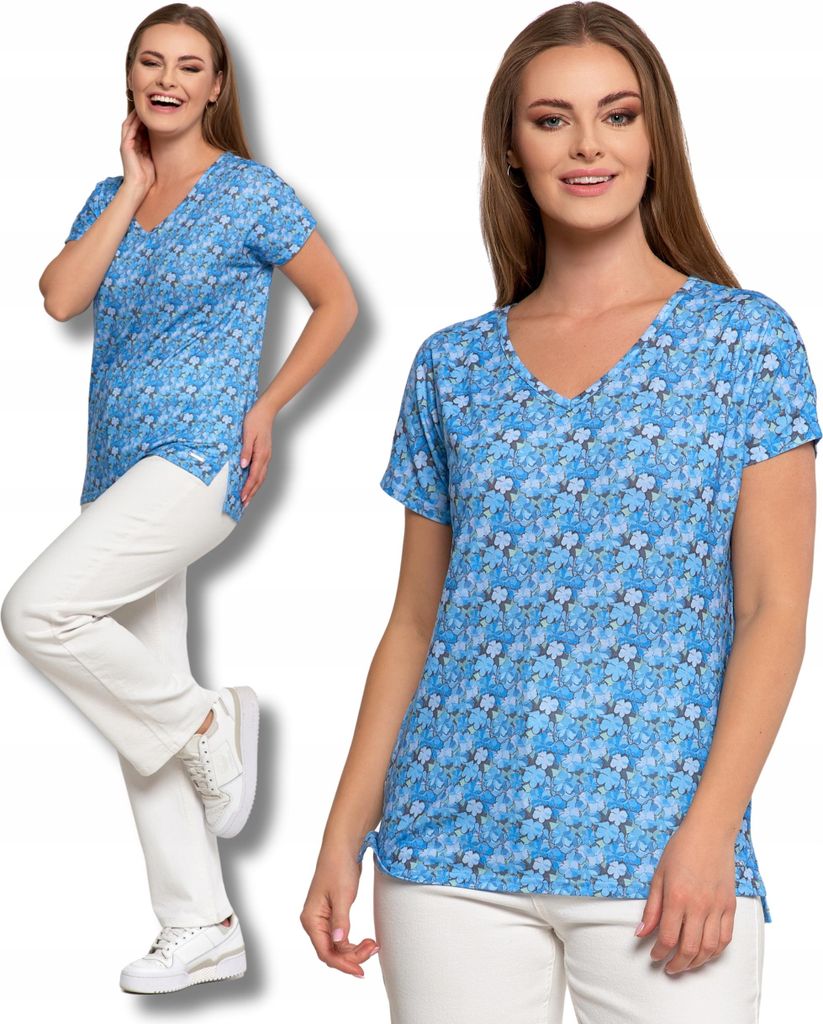 Moraj | Damenbluse - Blumenmuster - Größe M - Kurzarm - Modisches Design