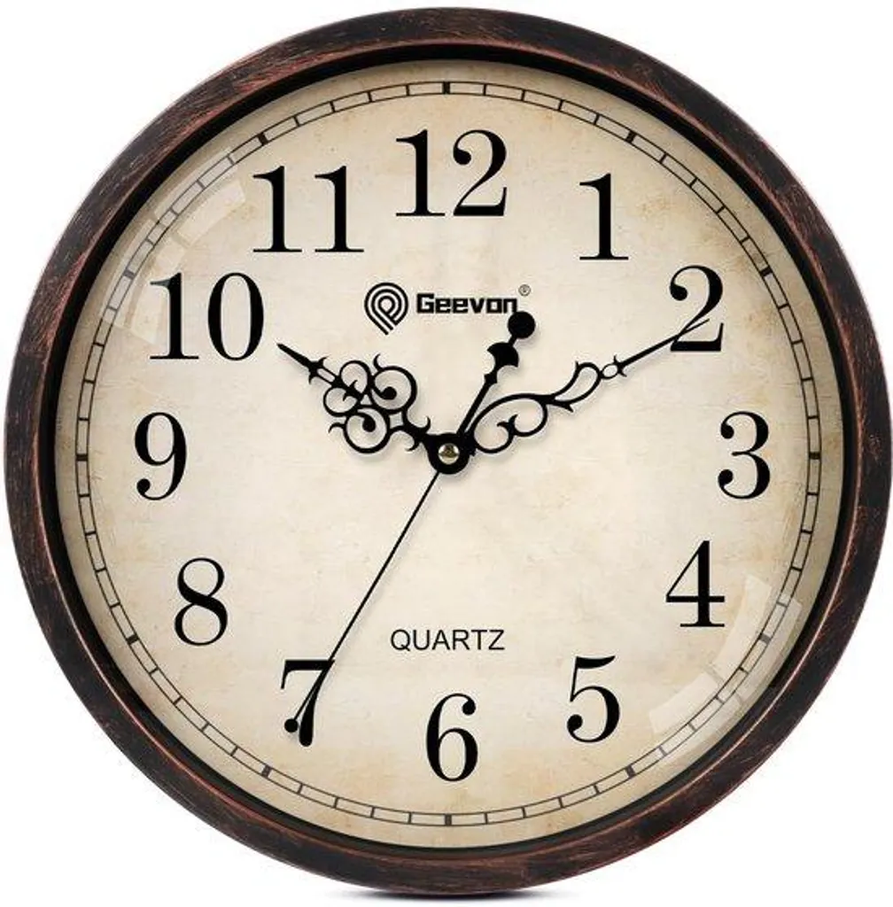 Horloge murale rétro ronde 14 pouces - Pendule vintage à piles 35cm