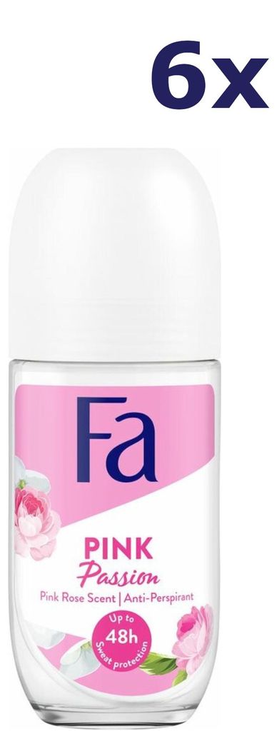 6x Fa Deo Roll-on Women - Pink Passion 50 ml Produktbild 