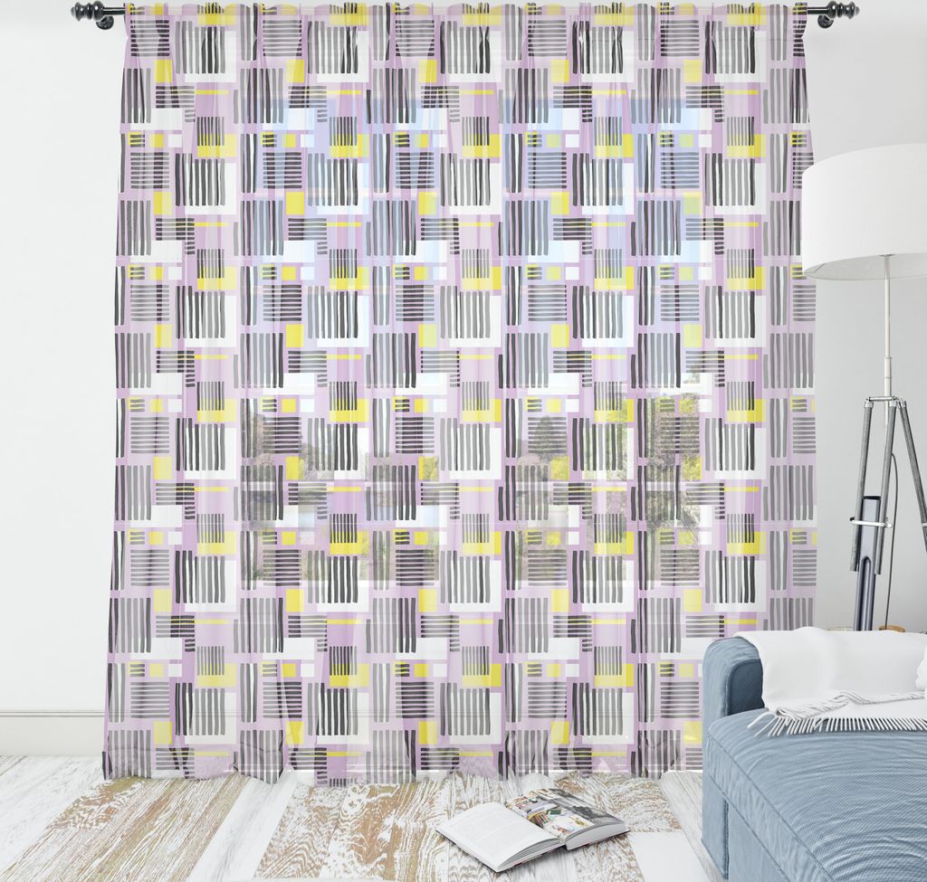 ABAKUHAUS Geometrisch Wandteppich, Auszugs-Muster mit Grunge-Streifen und Quadraten, Wohnzimmer Schlafzimmer seidiges Satin Wandtuch, 180 cm x 274 ...